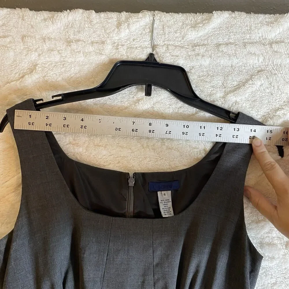 J. Crew Women’s Sz 6 Dress Dark Gray A Line Sleeveless Wool Stretch Lined